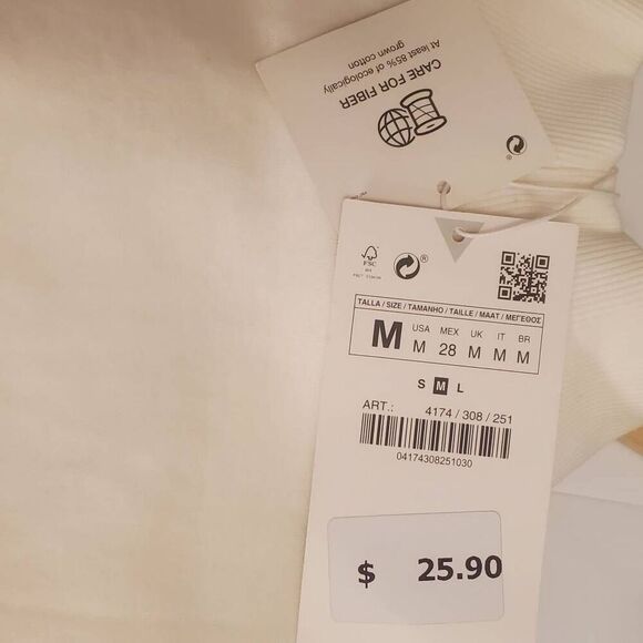 ZARA Join Life Cream Tie Back Top Women's Size M NWT - Picture 4 of 8